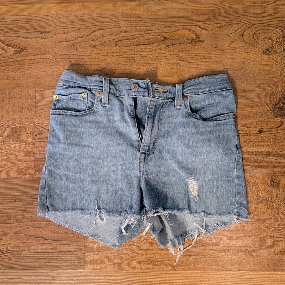 Levi's Light Blue Distressed Jean Shorts